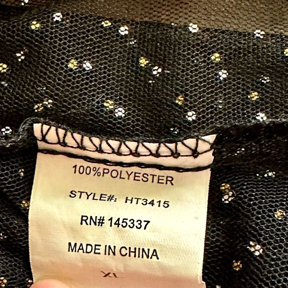 🌟 Hesperus Mesh Gold Micro Dot Peplum Blouse Cardigan Jacket Sz L/XL - Picture 8 of 8